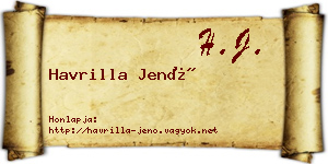 Havrilla Jenő névjegykártya
